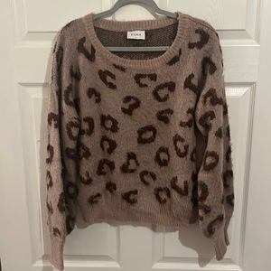 Storia pink & brown Cheetah Print Sweater